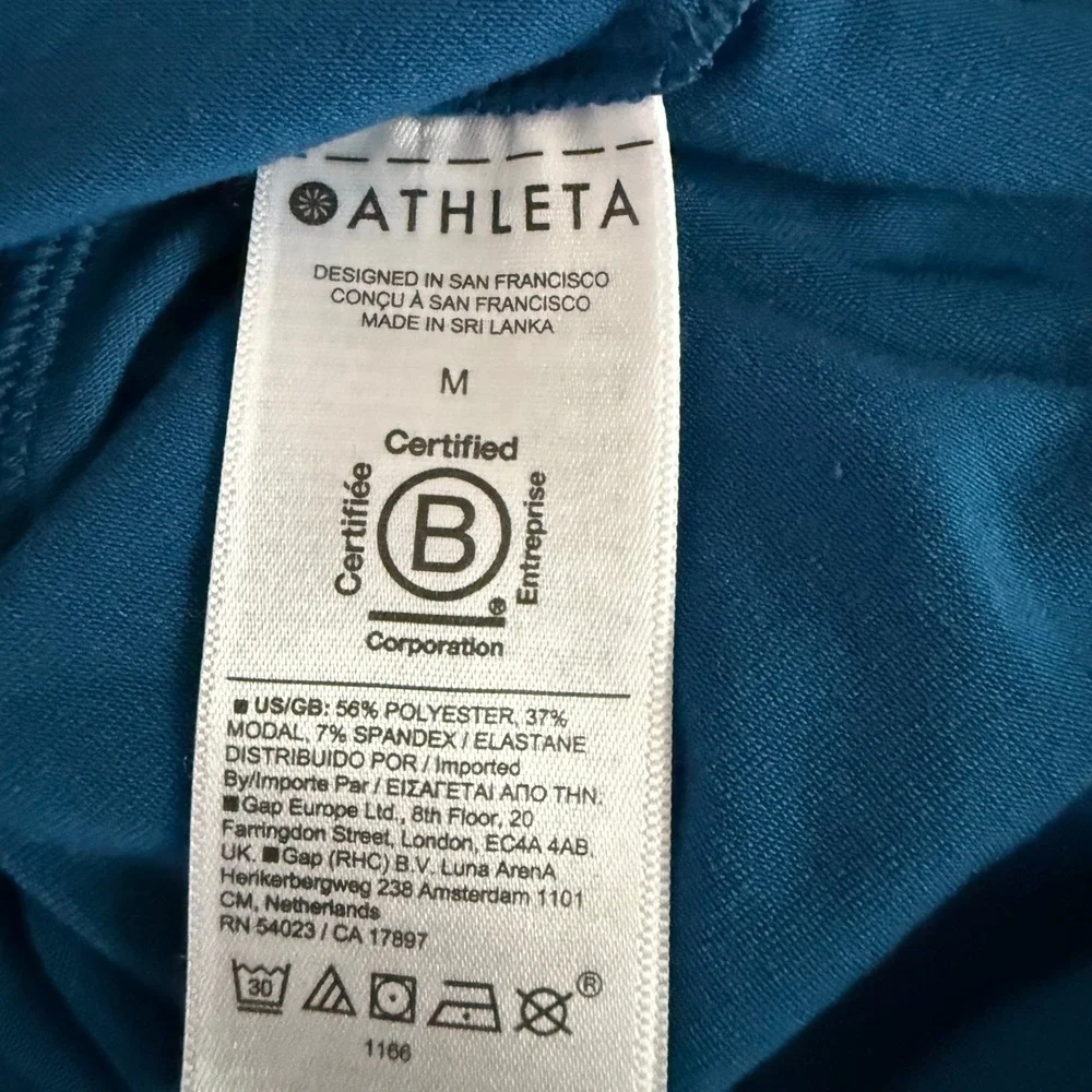 Athleta Blue Boat Neck Dolman Sleeve Cinched Hem Crop Top Women's Medium - Picture 7 of 9